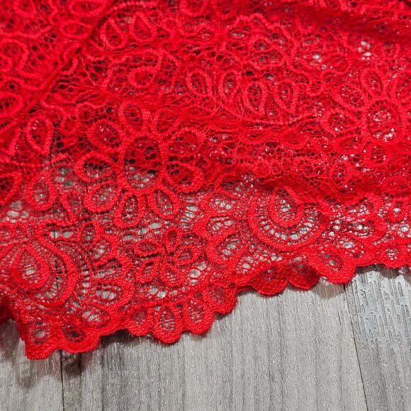 Hustler Red Logo Lace High Waisted Thong Panty - Picture 3 of 6